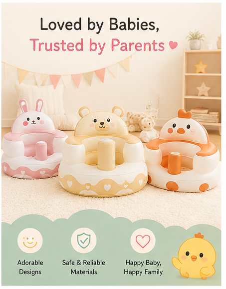 🐰 Little Nestlings™ SnuggleSeat 3-in-1 Inflatable Baby Training Seat 🐻🐥